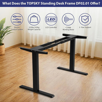 Dual Motor Electric Adjustable Standing for up to 70.8”X31.5” Table Tops, 225 Lbs Weight Capacity, Computer Desk for Home and Office (Grey Frame Only)